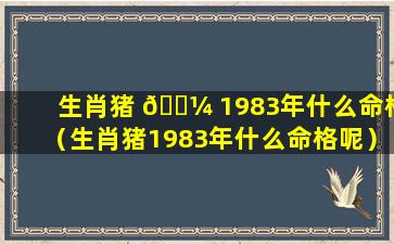 生肖猪 🌼 1983年什么命格（生肖猪1983年什么命格呢）